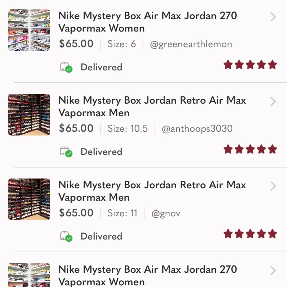 NEW Nike Mystery Box Air Max Jordan 270 Vapormax Dunk Flyknit Women - Picture 5 of 10